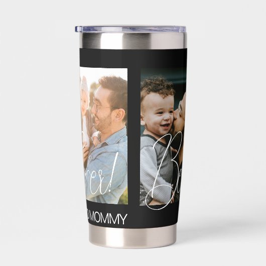 Benutzerdefinierter Vier-FotoCollage Bester Vater Thermobecher (Rechts)