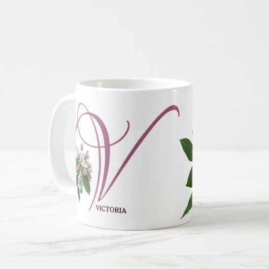 Benutzerdefinierter viktorianischer Name Monogram, Kaffeetasse (Vorderseite Links)