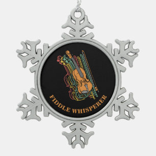 Benutzerdefinierter Vintage-Geige Fiedler Flüstere Schneeflocken Zinn-Ornament