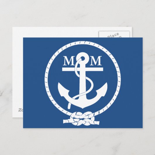 Benutzerdefinierter Vintager Anker und Linie Postkarte (Vorne/Hinten)