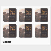 Benutzerdefinierter Vintager Foto Save the Date Quadratischer Aufkleber (Blatt)