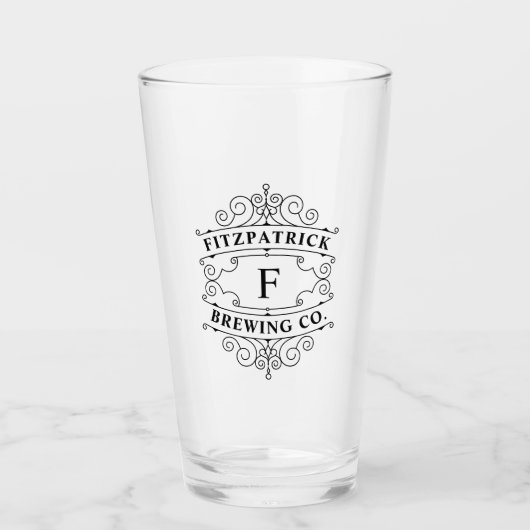 Benutzerdefinierter Vintager Mit Monogramm Zuhause Glas (Vorderseite)