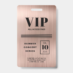 Benutzerdefinierter VIP All Access Rose Gold Ausweis