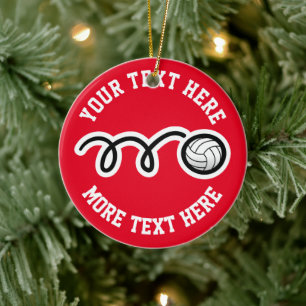 Benutzerdefinierter Volleyball-Sport-Weihnachtsbau Keramik Ornament