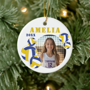Benutzerdefinierter Volleyballspieler-Foto-Christb Keramik Ornament