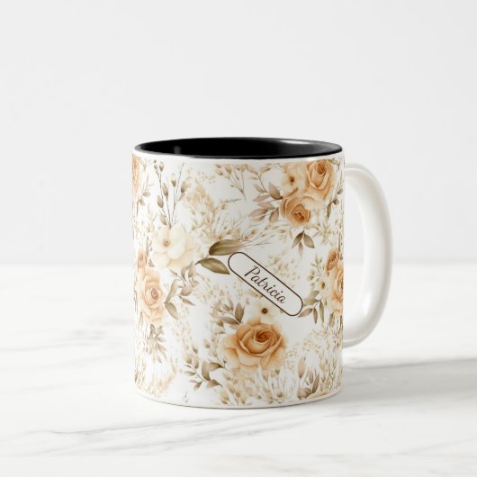 Benutzerdefinierter Vorname Rustikale Moderne Bohe Zweifarbige Tasse (VorderseiteRechts)