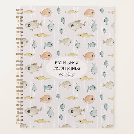 Benutzerdefinierter Wasserfarben-Fisch-Männlich-Le Planer (Vorderseite)