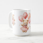 Benutzerdefinierter Wasserfarben-Teddybär-Mädchen Kaffeetasse (Vorderseite Links)