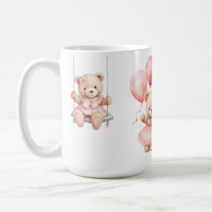 Benutzerdefinierter Wasserfarben-Teddybär-Mädchen Kaffeetasse