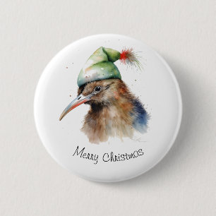Benutzerdefinierter Wasserfarben-Weihnachts-Kiwi-V Button