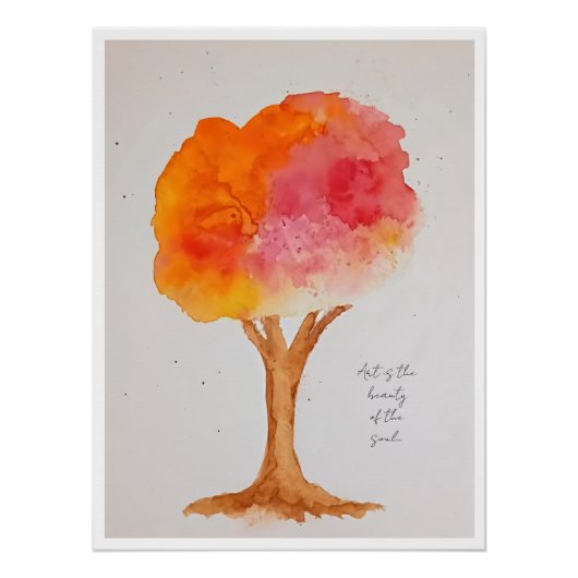 Benutzerdefinierter Wasserfarbenbaum Herbsternte H Poster (Vorderseite)