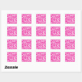 Benutzerdefinierter Website-QR-Code Hot Pink Quadratischer Aufkleber (Blatt)