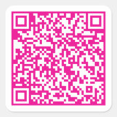 Benutzerdefinierter Website-QR-Code Hot Pink Quadratischer Aufkleber (Vorderseite)
