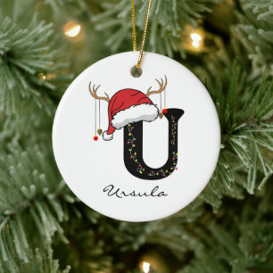 Benutzerdefinierter Weihnachts-Alphabet-Schmuck fü Keramik Ornament