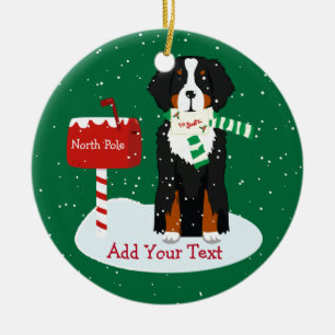Benutzerdefinierter Weihnachts-Bernese-Berghund-Br Keramik Ornament