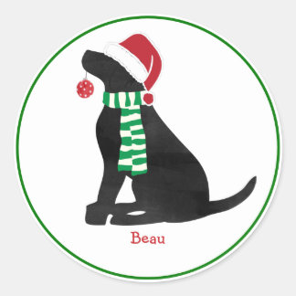 Benutzerdefinierter Weihnachts-Black-Labrador-Feie Runder Aufkleber