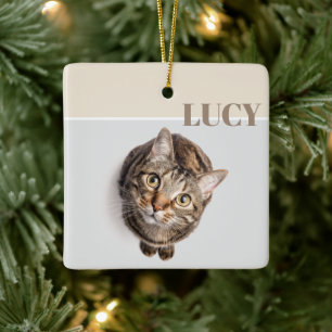 Benutzerdefinierter Weihnachts-Foto-Schmuck Katze  Keramikornament