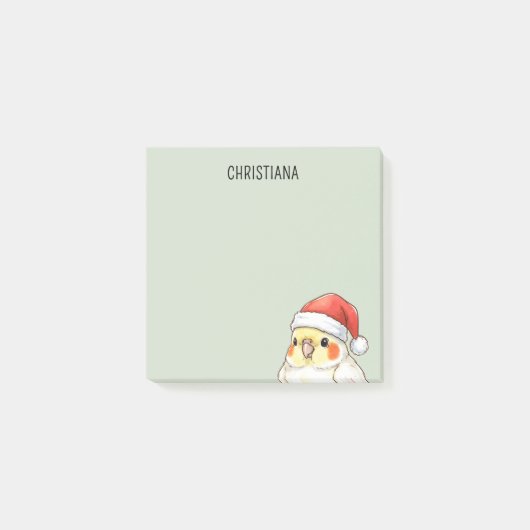 Benutzerdefinierter Weihnachts-Nymphensittich mit Post-it Klebezettel (Vorderseite)