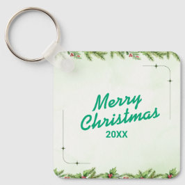 Benutzerdefinierter Weihnachts-Quadrat-Metall-Schl Schlüsselanhänger