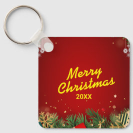 Benutzerdefinierter Weihnachts-Quadrat-Metall-Schl Schlüsselanhänger