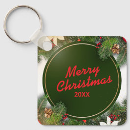 Benutzerdefinierter Weihnachts-Quadrat-Metall-Schl Schlüsselanhänger