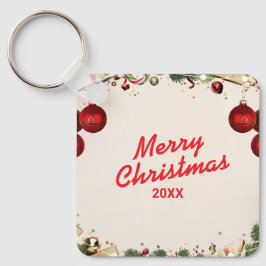 Benutzerdefinierter Weihnachts-Quadrat-Metall-Schl Schlüsselanhänger