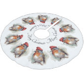 Benutzerdefinierter Weihnachts-Rotkehlchen-Wasserf Polyester Weihnachtsbaumdecke (Schrägansicht)