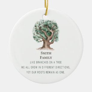 Benutzerdefinierter Weihnachtsfamilienbaum Monogra Keramik Ornament