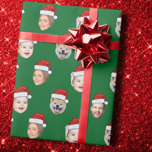 Benutzerdefinierter Weihnachtsgesicht Santa Hut Fa Geschenkpapier