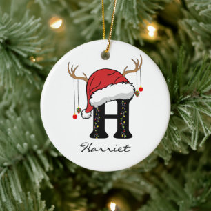 Benutzerdefinierter Weihnachtsmann-Alphabet-Schmuc Keramik Ornament