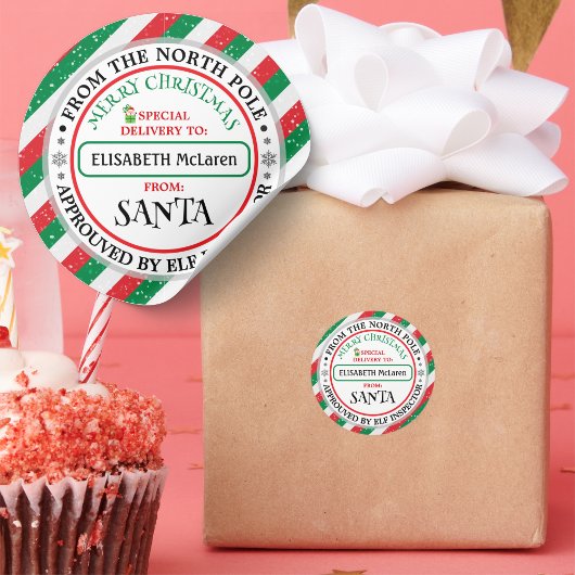 Benutzerdefinierter Weihnachtsmann-Name-Aufkleber  Runder Aufkleber