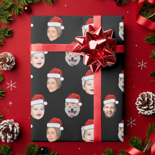 Benutzerdefinierter Weihnachtsmannhut Familien-Ges Geschenkpapier