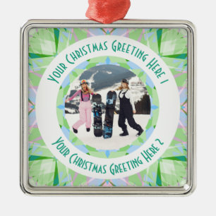 Benutzerdefinierter Weihnachtsstern Winter Grün Fo Ornament Aus Metall