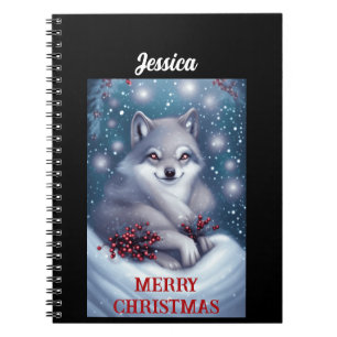 Benutzerdefinierter Weihnachtswolf - Notizbuch Notizblock