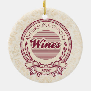 Benutzerdefinierter Weinberg-Name Wein-Weihnachtss Keramik Ornament