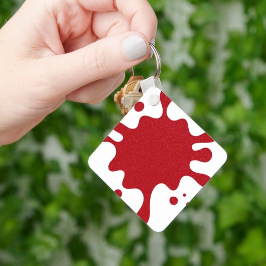 Benutzerdefinierter Weiß- und Tomatenrot-Spritzers Schlüsselanhänger (Hand)