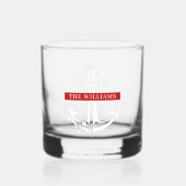 Benutzerdefinierter weißer Ankername auf Rot Whiskyglas (Vorderseite)