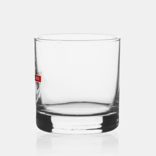 Benutzerdefinierter weißer Ankername auf Rot Whiskyglas (Links)