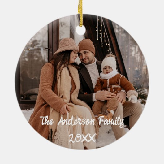 Benutzerdefinierter weißer Text für das Foto mit v Keramik Ornament (Hinten)