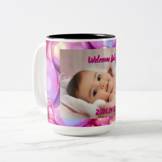 Benutzerdefinierter "Welcome Baby" Foto- & Text-Be Zweifarbige Tasse