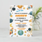 Benutzerdefinierter Weltraum-Explosion vom Raketen Einladung (Stehend Vorderseite)