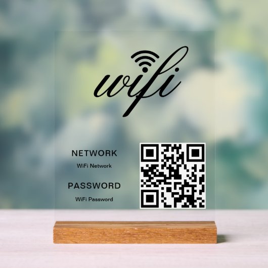 Benutzerdefinierter Wifi-Netzwerk QR-Code Acrylschild (Neutral)