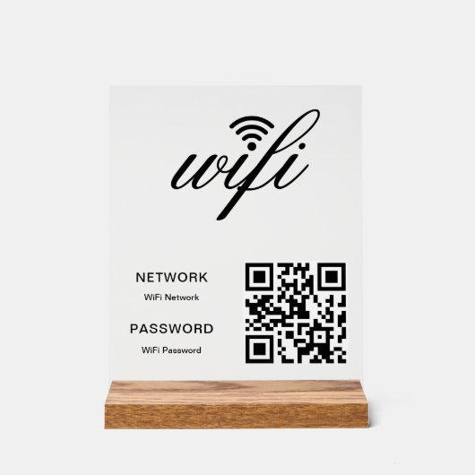 Benutzerdefinierter Wifi-Netzwerk QR-Code Acrylschild (Vorderseite)