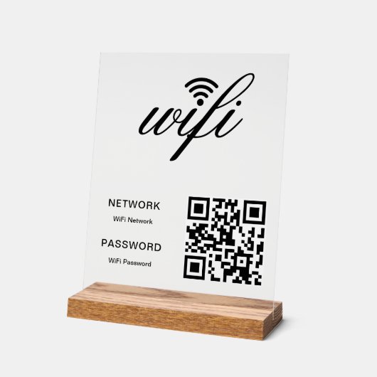 Benutzerdefinierter Wifi-Netzwerk QR-Code Acrylschild (Winkel)