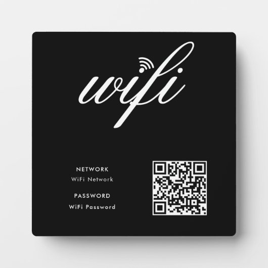 Benutzerdefinierter Wifi-Netzwerk QR-Code schwarz Fotoplatte (Vorderseite)