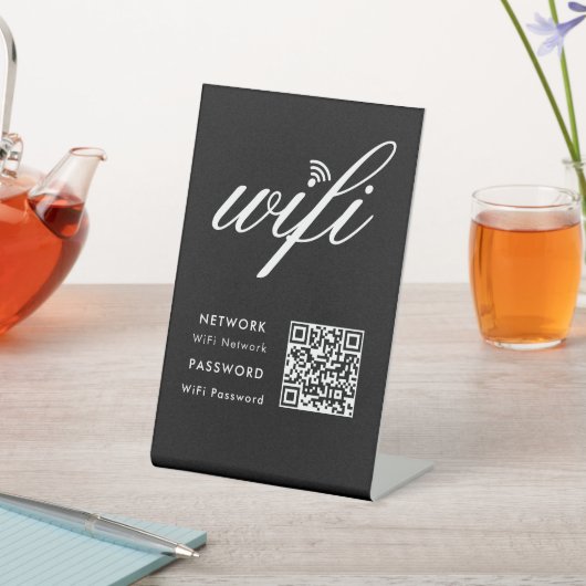 Benutzerdefinierter Wifi-Netzwerk QR-Code schwarz Sockelschild (In SItu)
