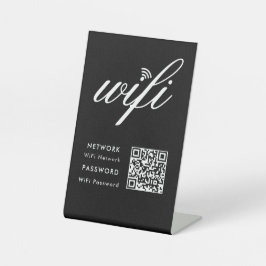 Benutzerdefinierter Wifi-Netzwerk QR-Code schwarz Sockelschild