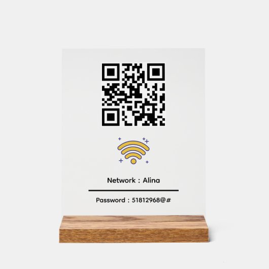 Benutzerdefinierter Wifi-QR-Code | Netzwerkkennwor Acrylschild (Vorderseite)