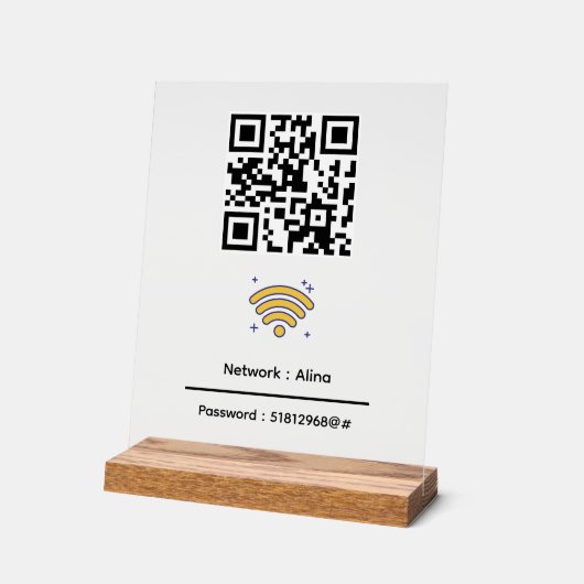 Benutzerdefinierter Wifi-QR-Code | Netzwerkkennwor Acrylschild (Winkel)