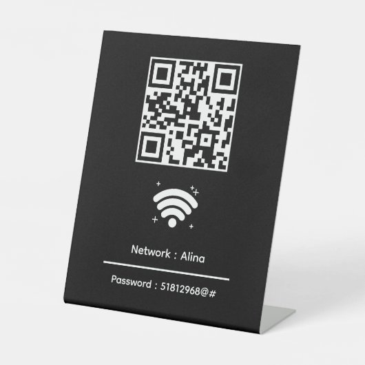 Benutzerdefinierter Wifi-QR-Code | Netzwerkkennwor Sockelschild (Vorderseite)